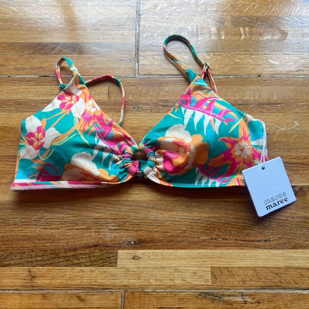 Maree Maree Piece Bikini Swimsuit Bright Tropical 12 Adjustable Straps NWT Top O